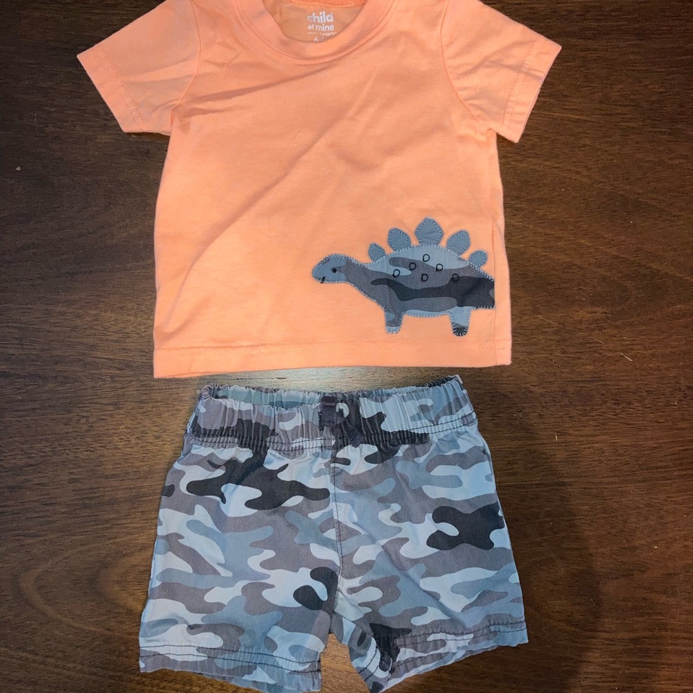 Boys spring/summer camo dinosaur outfit
